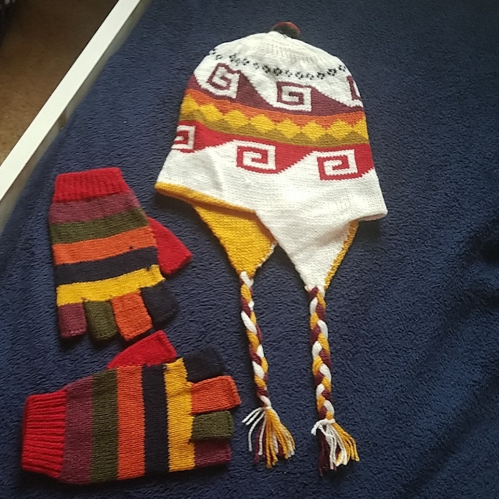 Handmade Hat and Fingerless Glove Set